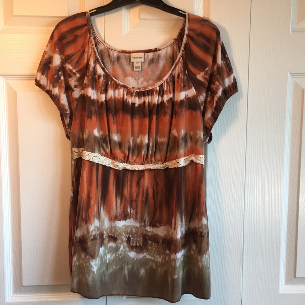 Short sleeve tie dye blouse